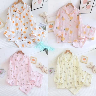 Bộ Đồ Bầu, Pijama Mặc Sau Sinh Cho Mẹ AZ61 Chất Liệu Xô Nhật Mặc Hè Thu Có Khe Mở Cho Con Bú Và Chun Chỉnh Bụng