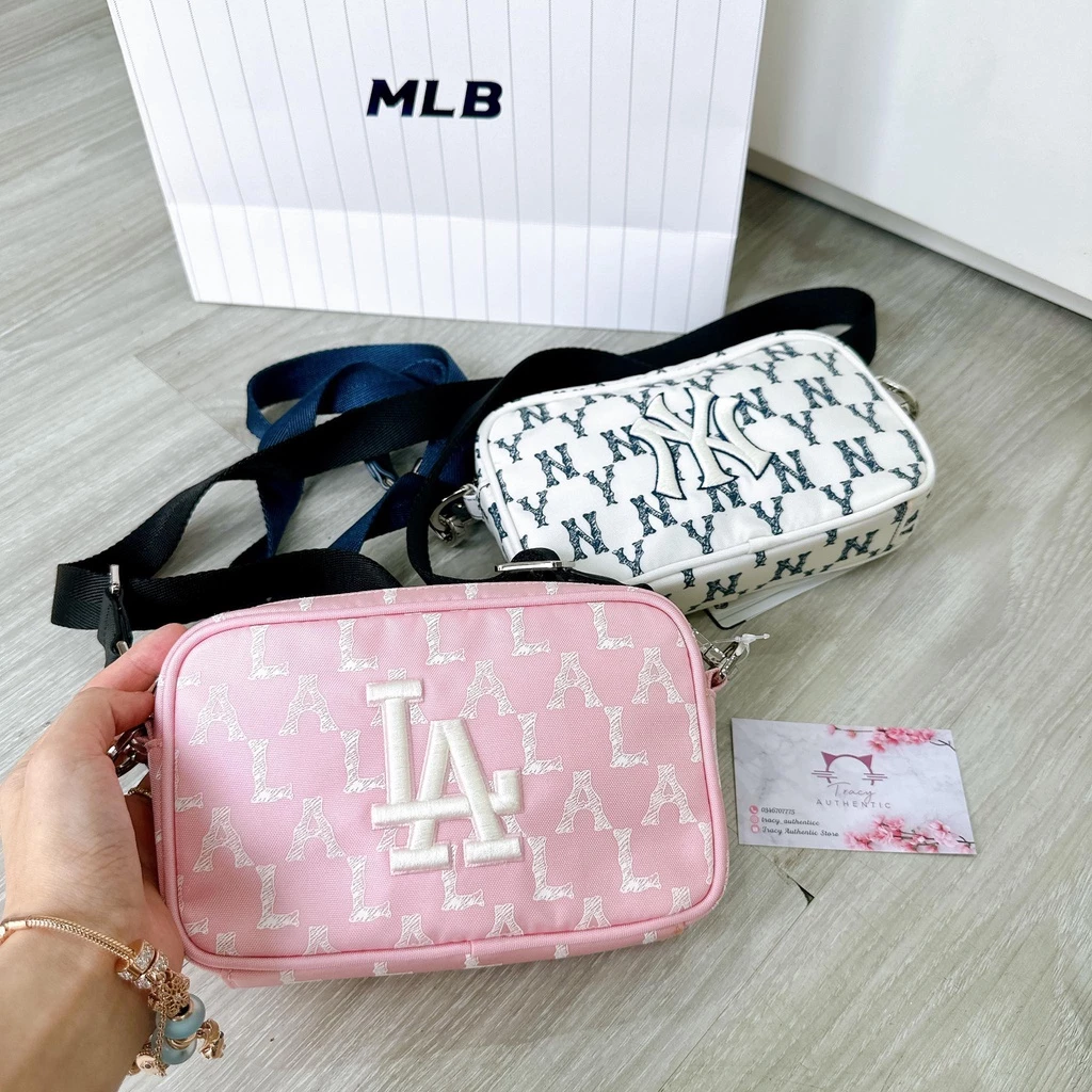 (CHÍNH HÃNG) Túi MLB mono trắng mono big 18cm unisex nam nữ
