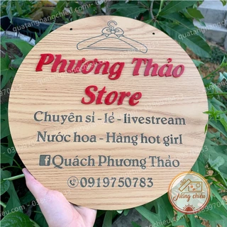 Bảng hiệu gỗ hình tròn khắc nội dung theo yêu cầu - Bảng hiệu treo shop, chụp ảnh sản phẩm shop