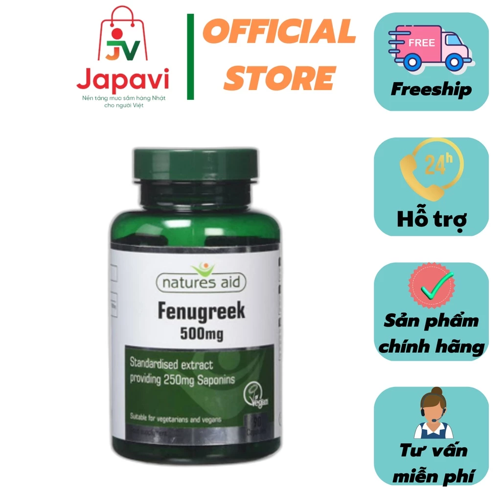 Viên uống lợi sữa Orihiro fenugreek natures Aid 500mg Anh 90v