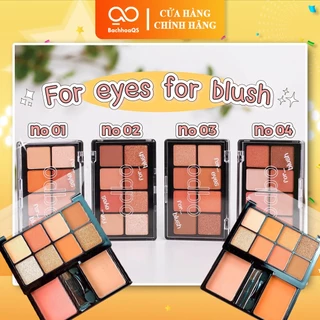 [Mẫu Mới] Bảng Phấn Mắt Kèm Má Hồng Odbo Tông Cam Đào, Cam Gạch For Eye For Blush ODS01 2 Tầng