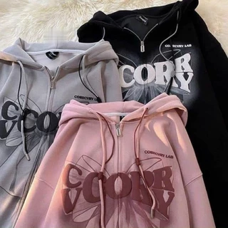 Áo khoác nỉ bông Hoodie full zip chiếc nơ CORRY unisex nam nữ (Ảnh thật/Có sẵn)