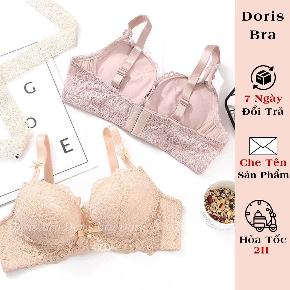 Áo lót nữ DORIS, áo ngực ALX5 Thái ren không gọng đệm dày 10cm siêu nâng ngực Cao Cấp