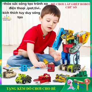 Sale Sốc Đồ chơi lắp ghép lắp ráp robot biến hình từ chữ số chữ cái, đồ chơi xếp hình bằng nhựa ABS cao cấp