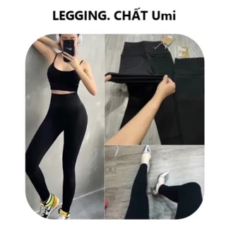 Quần Legging Dài Cạp Cao 2 Túi Sau