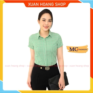 Áo Sơ Mi Công Sở Nữ Đẹp Trẻ Trung, Kẻ Sọc Caro, Tay Ngắn Cộc A713 Mc Fashion