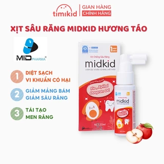 Xịt chống sâu răng MIDKID hương táo cho bé từ 1 tuổi giúp làm sạch và bảo vệ men răng, giảm mảng bám, ố vàng