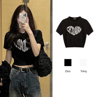 Áo baby tee - áo croptop thun bigsize  Tay Ngắn Cổ Tròn In Họa Tiết Phong Cách Retro Mỹ Thời Trang Mùa Hè Cho Nữ