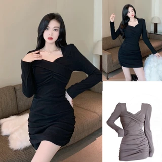 Đầm Body Nữ Bigsize Nhún Ngực Cổ Nữ Hoàng Tay Dài Tôn Dáng Cực Xinh Mã G73