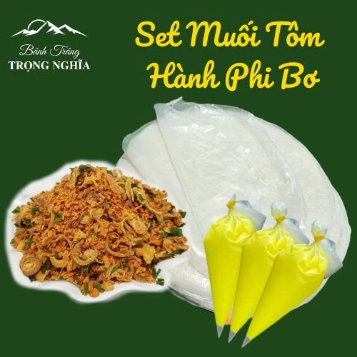 Set 300G Bánh Tráng Muối Tôm Hành Phi kèm Bơ