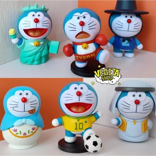 Mô hình Doraemon - 6 tư thế Doremon Cosplay Tượng nữ thần tự do Mỹ boxing búp bê Nga Bóng đá Brazil Ả rập Hàn Quốc