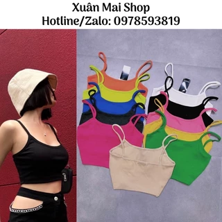 [FREESHIP - HÌNH THẬT] Áo croptop nữ 2 dây nhiều màu chất thun cotton