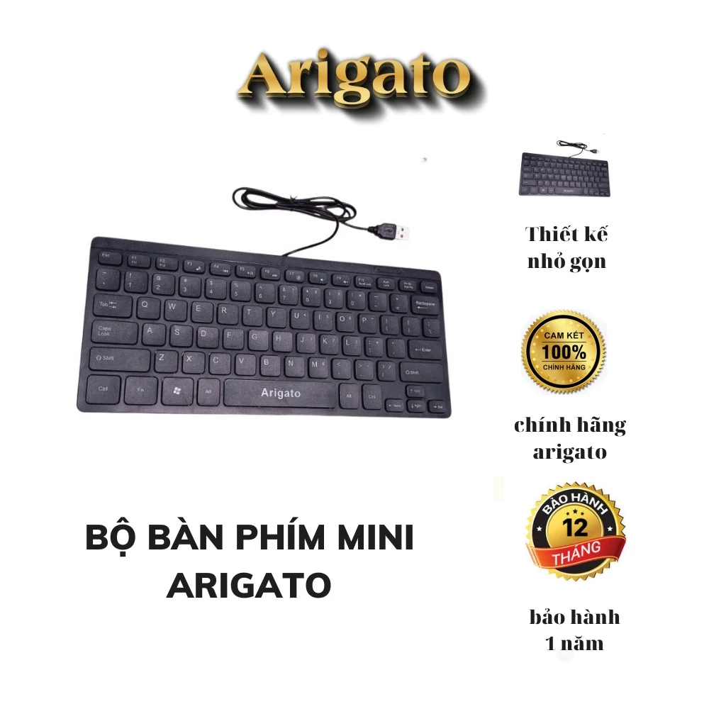 Bàn phím Máy tính Mini Tika / Arigato Có Dây USB (A1000) - Bảo Hành 6 Tháng