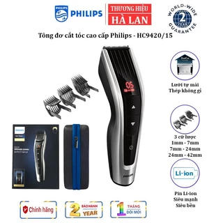 Tông đơ cắt tóc cao cấp Philips HC9420 Công nghệ DualCut, Pin sạc, Sử dụng không giây 120 phút - Bảo Hành 2 Năm