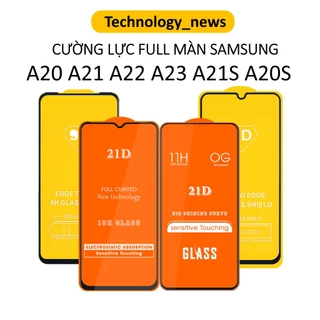 Cường lực Full màn SAMSUNG A24 A22 A23 A21S A20S  A20 A21 4G 5G full keo tặng kèm khăn lau màn hình