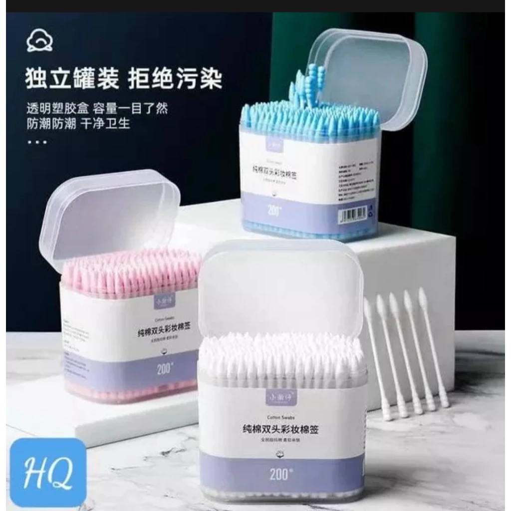 Combo 3 hộp -Hộp 200 tăm bông 2 đầu vệ sinh tai, mũi - kháng khuẩn, mềm mịn