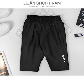 quần sooc nam gió dù túi khoá short đùi màu đen