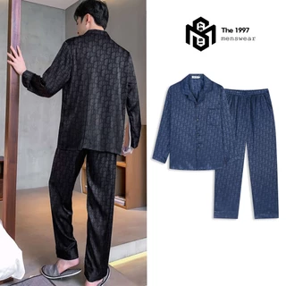 Bộ Pijama Nam Nữ THE 1997 MENSWEAR Dài Tay Chất Liệu Vải Lụa Gấm Vân Dio In Chìm DID1