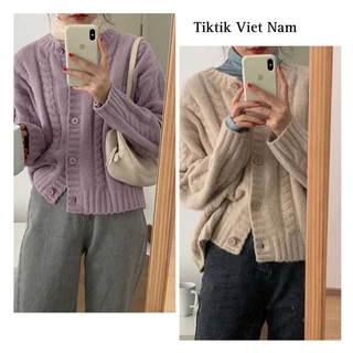 (sẵn) Áo khoác cardigan len màu pastel cổ tròn form vừa phong cách Hàn Quốc AKLC001 - Tiktik