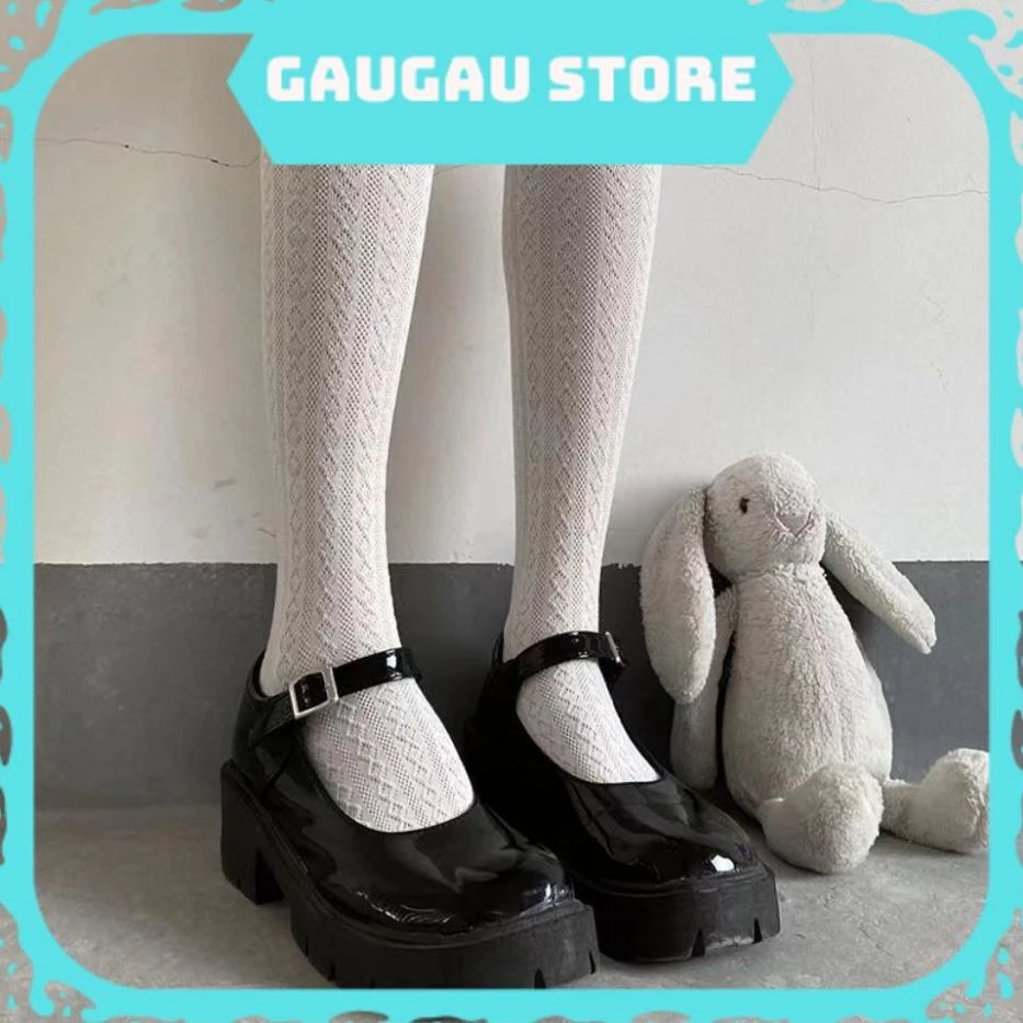 [ HCM, Hỏa Tốc ] Tất Vớ Nữ Cổ Cao 2 Màu Đen Trắng Lolita  Phong Cách Hàn Quốc