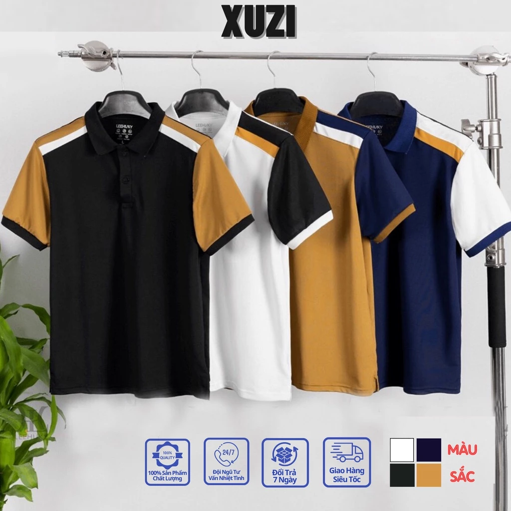 Áo polo nam cổ bẻ áo thun có cổ ngắn tay cao cấp phối viền vai thể thao trẻ trung chất vải cotton cá xấu thấm hút mồ hôi