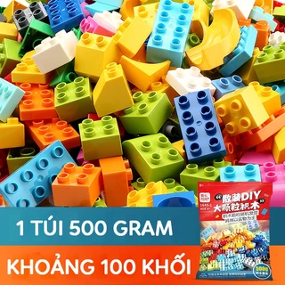 Đồ chơi lắp ráp cho bé, bộ ghép hình với các khối lớn, cỡ Duplo túi 500 gram