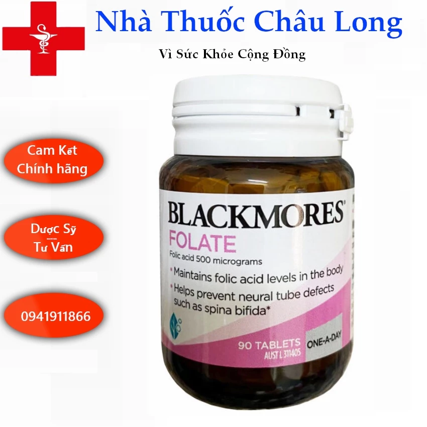 Blackmores Folate 500mcg 90 viên – Viên uống bổ sung acid Folic cho bà bầu