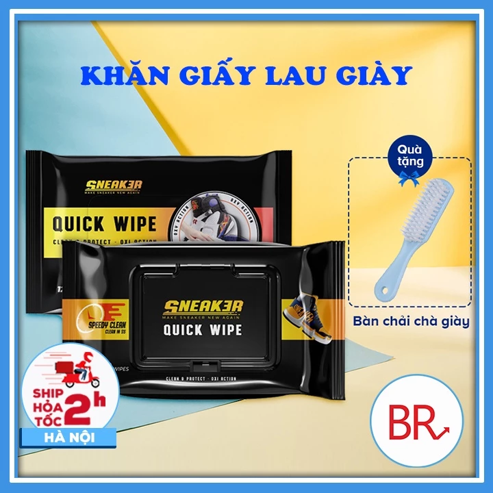 Khăn lau giày Công Nghệ Oxi Aciton siêu sạch - Khăn Giấy Lau Vệ Sinh Giày Nhanh Quick Wipe Sneak3r Br 01790
