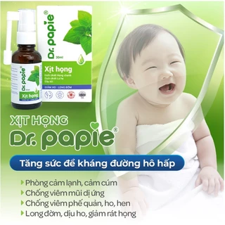 Xịt Họng Dr.Papie Húng Chanh Giảm Ho, Tăng Sức Đề Kháng Đường Hô Hấp Cho bé 30ml Goodbabyvn