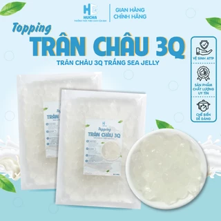 Trân châu 3Q trắng gói 250g hạt có độ giòn ngọt thơm và đều hạt, nguyên liệu Hucha