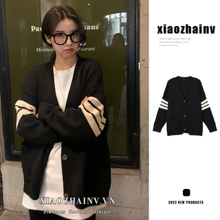 Xiaozhainv Áo Khoác Cardigan Dệt Kim Dáng Rộng Kiểu Retro Hàn Quốc Thời Trang Mùa Thu Cho Nữ