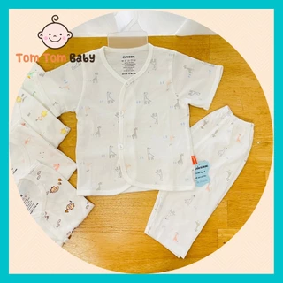 1 Bộ Quần Áo sơ sinh Tay Ngắn, Quần Dài Cài Xéo Họa Tiết CUNCON - Size 1,2,3 cho bé sơ sinh -9kg-  vải cotton cao cấp