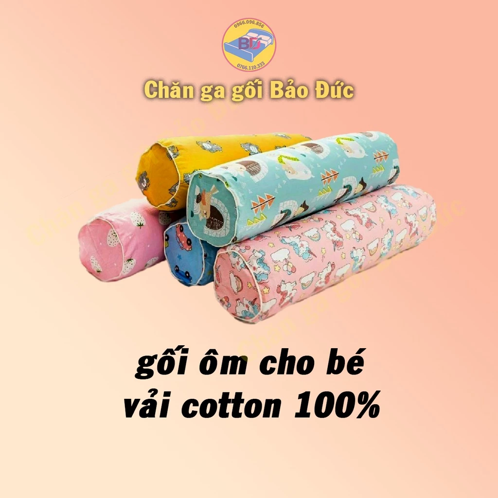 gối ôm  cho bé, có khóa kéo, vải cotton 100%, mềm mịn, thông thoáng, an toàn cho bé