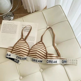 Set bộ bra kẻ Dream đệm mỏng nâng ngực phong cách thể thao siêu đẹp