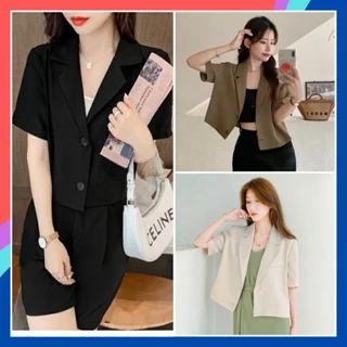 Áo Blazer Croptop Nữ Dáng Ngắn Mùa Hè Form Chuẩn Dễ Phối Đồ Áo Khoác Vest Croptop Chất Tuyết Mưa Đẹp Thiết Kế Hàn Quốc