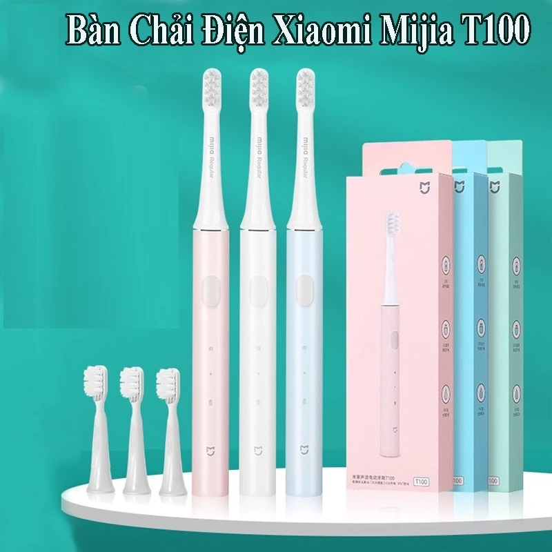 Bàn chải điện T100, T300 Xiaomi pin sạc kháng nước ipx7 bảo vệ nướu, nhẹ 46g