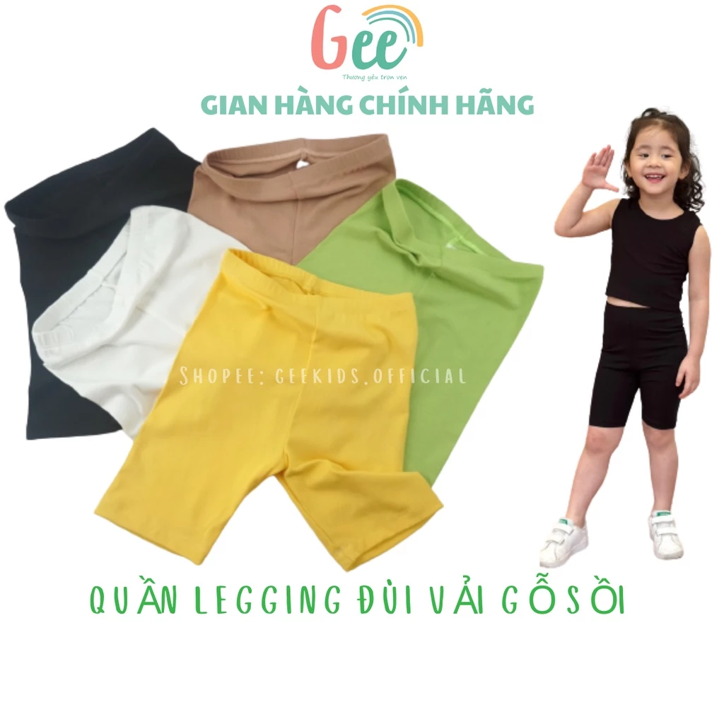 Quần legging đùi bé gái mùa hè Gee dễ thương, vải sợi sồi (modal) mềm mịn, co giãn, thấm hút, size 10-60kg