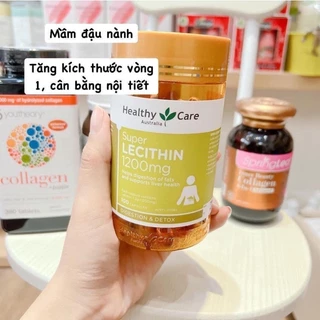 Mầm đậu nành Healthy Care Super Lecithin 1200mg 100 viên Úc Chính Hãng - Tăng Nội Tiết Tố, Tăng Vòng 1