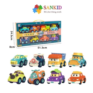 Bộ đồ chơi combo 8 xe ô tô Poli chạy đà hàng đẹp Sankid