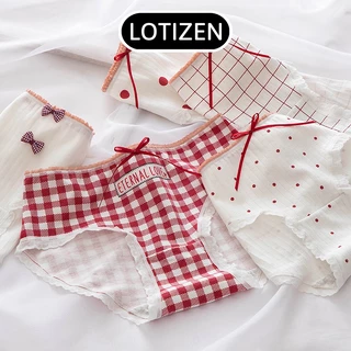 Combo 5 Quần lót nữ cute Set 5 quần cotton đính nơ đỏ 311