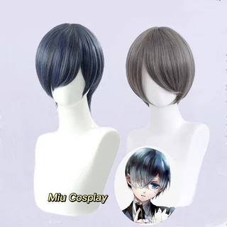 [sẵn] Wig/tóc giả cosplay Ciel - Kuroshitsuji: Hắc quản gia màu xanh xám [Miu Cosplay]