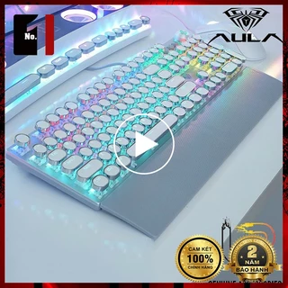Bàn Phím Cơ Keycap Xuyên Led Gaming Màu Trắng AULA F2088 Nút Tròn Led Rgb Bàn Phím Máy Tính Laptop Pc Chơi Game Có Dây