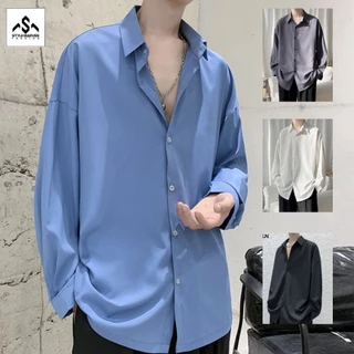 Mẫu mới nhất áo sơ mi dài tay trơn tặng kèm cravat dáng rộng cá tính stylemarven ao somi 9000020