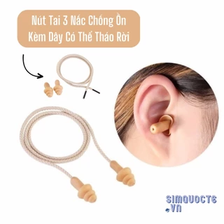 Nút bịt tai chống ồn ba tầng lọc âm bảo vệ tai chất liệu silicone êm ái dễ chịu có dây chống rơi đi kèm tiện lợi