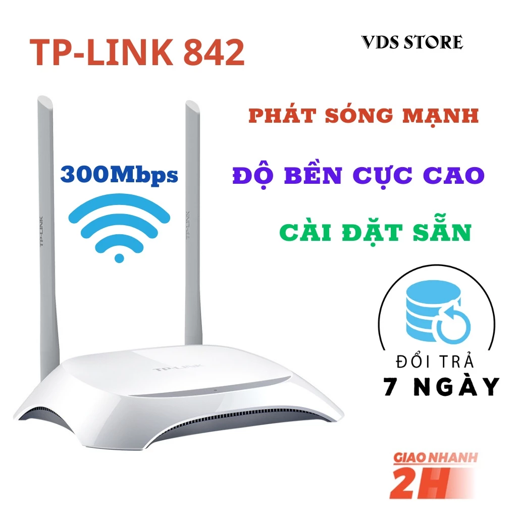 Cục phát wifi Tp Link 2 râu 842n- Bộ phát wifi router Tplink xuyên tường giá rẻ đã qua sử dụng