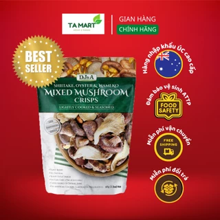 Hỗn Hợp Nấm Sấy Giòn DJ&A 65g - Ăn vặt văn phòng - Nhập Khẩu Úc - DJ&A Shiitake, Oyster & Nameko Mixed Mushroom Crisps