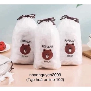 Túi - Màng bọc thực phẩm túi gấu (set 100 cái) có chun co dãn túi nilon bọc đồ ăn tiện lợi bảo quản tươi mới tái sử dụng