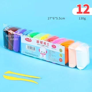 Đất Sét Tự Khô 12 Màu An Toàn Nặn Hình Cao Cấp Siêu Nhẹ Dành Cho Bé Làm Butter Slime Trang Trí