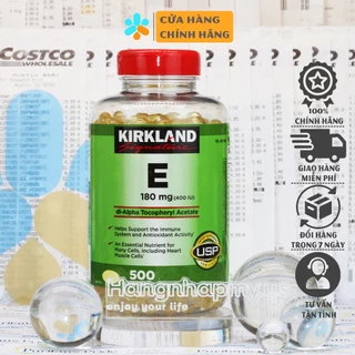 [Clip, Bill Mỹ] Viên Uống Vitamin E Kirkland Signature 400IU 500 Viên Của Mỹ, Đẹp Da, Chống Lão Hóa