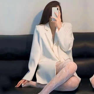 Áo Vest Nữ Blazer Hàn Quốc Dáng Dài Rộng Độn Vai Lớn
